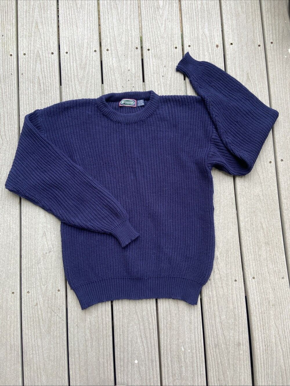 McGregor Men’s XL Navy Blue Acrylic Ribbed Knit Crewneck Sweater Preppy